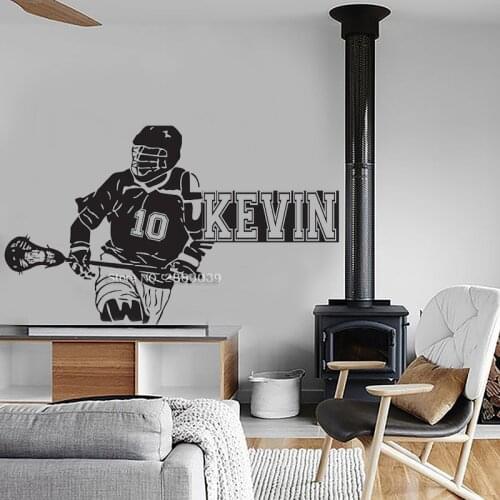 Personalised Name Lacrosse Wall Decal Home Decor Sports Style Wall Stickers Lacrosse Murals Teens Room Sport Decoration LC1703