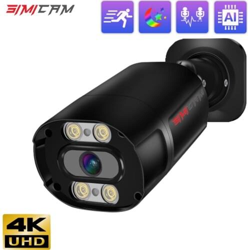 8MP 4K IP Camera Dual Light Warning Color Night Vision Outdoor H.265 Onvif Bullet CCTV POE/12V 5MP/8MP Audio Video Surveillance