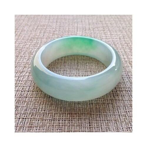 Natural Burmese jadeite light green two-tone 54-62mm bracelet, elegant princess jewelry, gift for mother to girlfriend