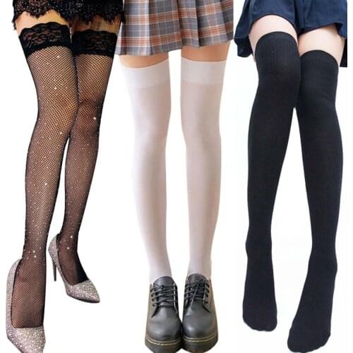Black Lolita Striped Socks Women Christmas Gifts Sexy Thigh High Nylon Long Stockings Cute Over Knee Lace Socks For Girls
