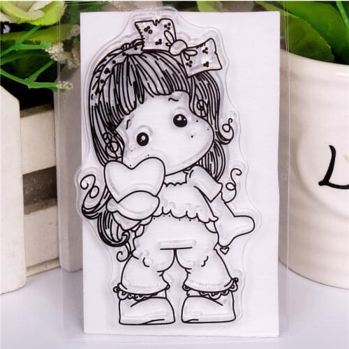 New Girl Cartoon Pattern Stamp Scrapbooking Alphabet Stamp Embossing Craft Making Silicone Transparent Stamps