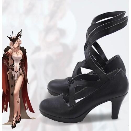 Genshin Impact La Signora Black Cosplay Shoes Boots Halloween Costume Accessories Props
