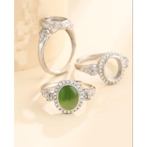 7*9mm 925 STERLING SILVER Women Semi Mount Bases Blanks base blank Pad ring Setting wedding jewelry findings diy A5967