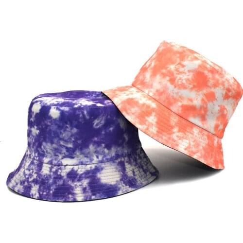 New Fashion Cotton Foldable Tie Dye Bucket Hat Double-Sided Hip Hop Flat Fisherman Cap Women Men Outdoor Summer Sunscreen Hat