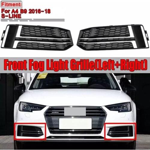 A Pair A4 Car Front Bumper Fog Light Lamp Grille Cover Trim for - A4 B9 S-LINE 2016-2018 Fog Light Grill 8W0807681F
