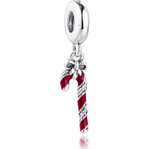 Charms 925 Silver Original Fit Pandora Bracelets Sterling Silver Sparkling Candy Cane Dangle Charm Beads for Women diy Jewelry