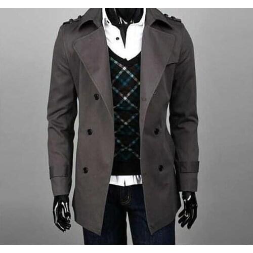 Teenage slim sexy trench coat men fashion Wine red mens big and tall medium-long trench coat classic outerwear plus size S - 9XL