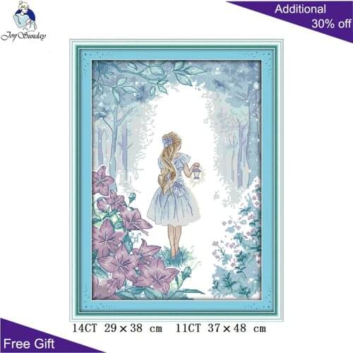 Joy Sunday Cross Stitch RA030 14CT 11CT Counted and Stamped Home Decor To Explore the Miracle Cross Stitch Kits
