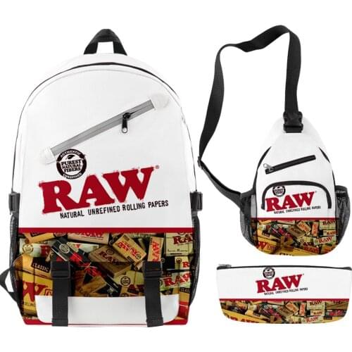 3pcs/Set 3D Cigarette Tobacco Men Backpack Women Streetwear Fashion Travel Hiking Backpack Boys Waterproof Schoolbag Sets