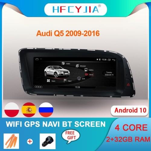 Android 10 System Car Multimedia Stereo For Audi Q5 2009-2016 BT WIFI 2+32GB RAM GPS Navi Screen IPS Touch Recorder Google