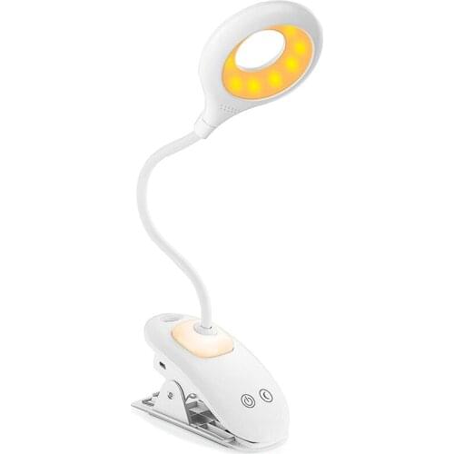 Reading Light/ Desk Lamp, Recharge Clip On Light With Night Light, 3 Color Modes Bed Lamp Flexible Gooseneck Clamp Lamp