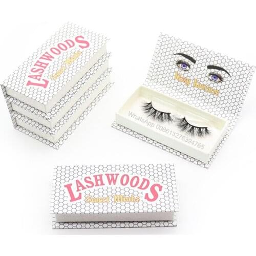 Custom Eyelash Packaging with Logo Wholesale False Eyelashes 3D Mink Lashes Dramatic White LASHWOODS Eyelash Empty Box Free Tray