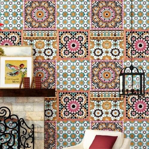 Wellyu Bohemian style wallpaper ethnic style bedroom restaurant Southeast Asia Thai style Thai TV background wallpaper