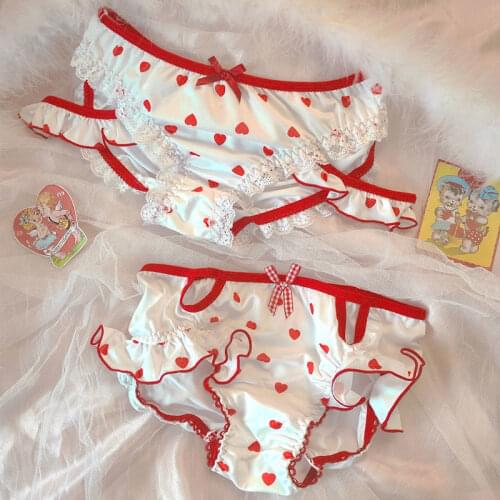 Japanese Sexy Panties for Women Ruffle Thong Briefs Breathable Seamless Lingerie Milk Cotton Lolita Cute Underwear for Girls