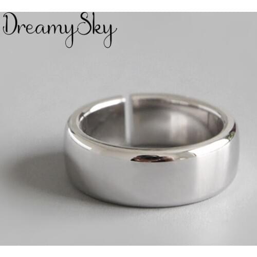 DreamySky Bijoux 2019 Simple Style Silver Color Smooth Rings For Women Gifts Large Adjustable Finger Rings