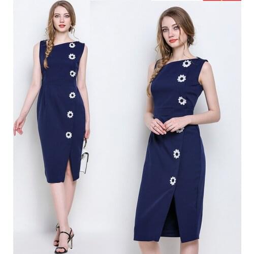 Europe and America brand temperament womens summer new fashion elegant long vest dress in three-dimensional flowers