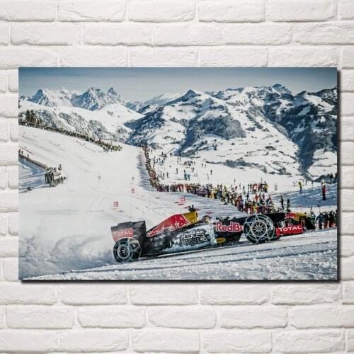 Winter snow car racing sports living room decor home wall art decor wood frame fabric posters KG115