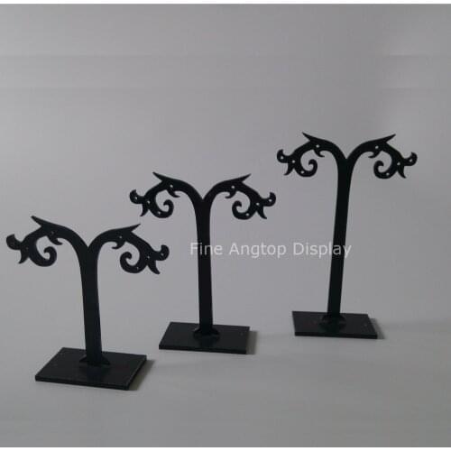 1 set=3 pieces) Black Acrylic Earring Tree Shaped Display Holder Jewrlry Stand Accessories