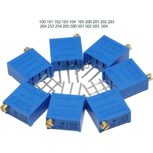 10pcs 3296W 3296 50 100 200 500 ohm 1K 2K 5K 10K 20K 50K 100K 200K 500K 1M ohm 103 100R 200R 500R Trimpot Trimmer Potentiometer