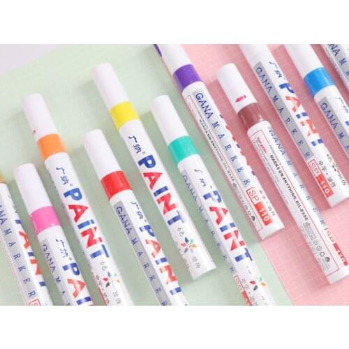12pcs/lot colorful Waterproof pen Car Tyre Tire Metal Permanent Paint markers Graffiti Oily Marker Pen stationery office