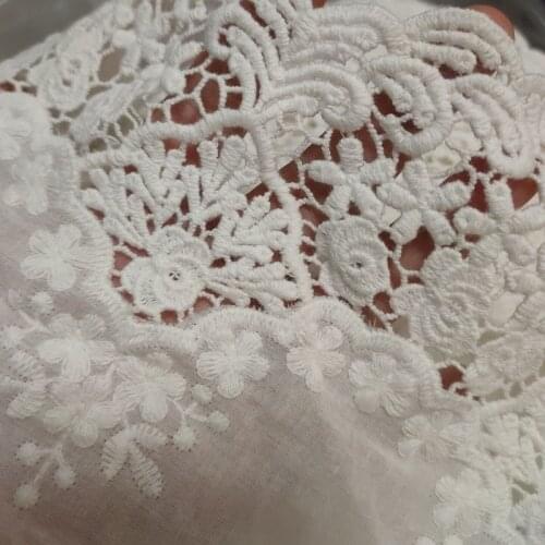 2yards/lot 20cm White /beige Cotton Lace Trim Cotton Floral Embroidered Tulle Lace Doll Dress Underwear Costume DIY Craft X231