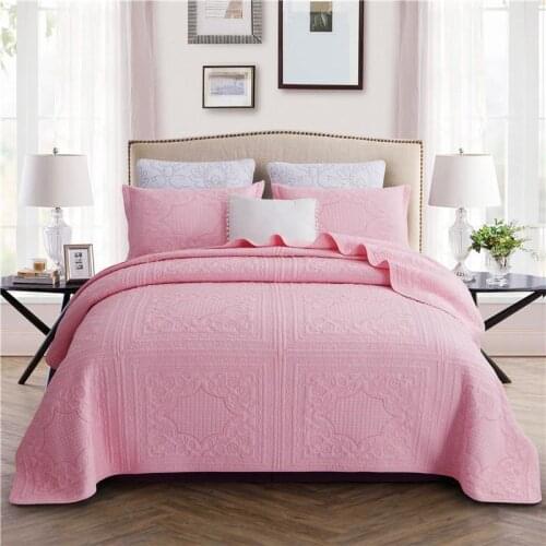41 Pink Gray White Beige European 100% Cotton Bedspread Bed Sheet Bed Linen Bed Cover Summer Quilt Blanket Pillowcases 3pcs