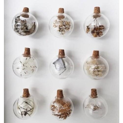 50pcs 40mm Clear Glass Bottle Charms Round Globe Ball Empty Bottles Pendant With Cork For Jewelry Making DIY Flower Necklace