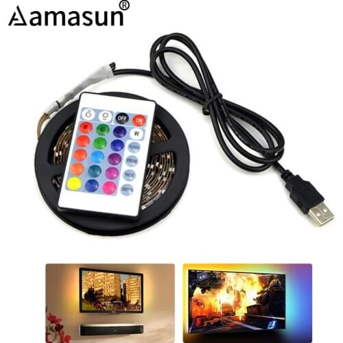 50cm - 5m LED TV Light 2835 SMD RGB LED Strip Light For PC HDTV Backlight Lamp with 3 key IR 24 key RF 17 Key Remote Controller