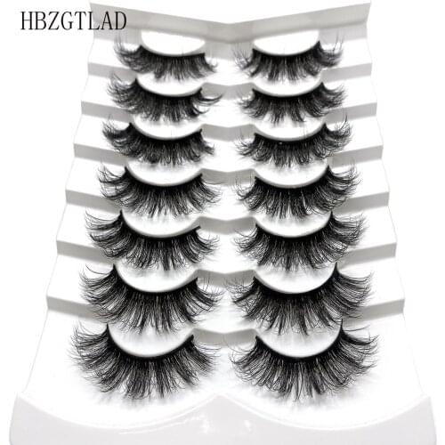 7Pairs Fluffy 10-25mm Lashes Mink Eyelash extension Cruelty Free Eyelashes Messy Natural Long Thick False Eyelashes Extension