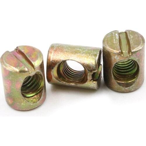 ABSF 24 pieces M6 Barrel Nuts Cross Dowels Slotted Nuts for Furniture Beds Crib Chairs