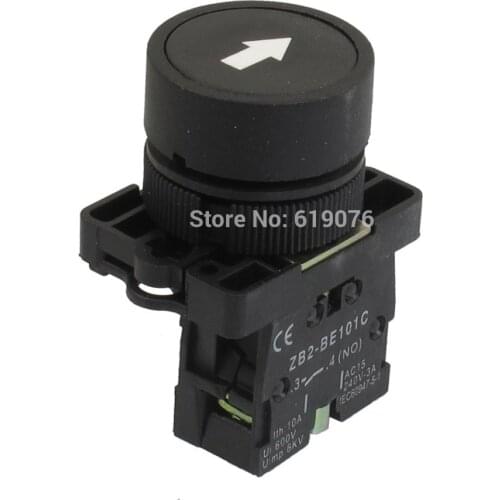 22mm 1 NO N/O Black Sign Momentary Push Button Switch 600V 10A ZB2-EA3351
