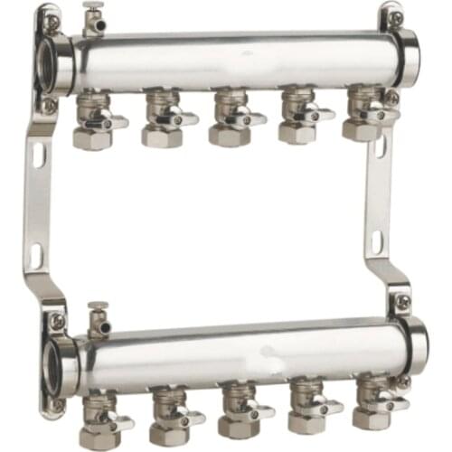 DN25 household stainless steel floor heating manifold heating water manifold water heating system accessories for 1/2 pex