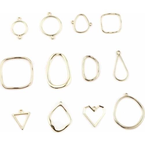 DoreenBeads Handmade Rpimd Oval Connectors Circle Ring Gold Color Charms DIY Making Earrings Bracelets Women Jewelry Gifts,5PCs