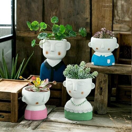 Cute Characters Plant Pots, Home Decorations, Cute Ornaments, A Family Of Four Flower Pots