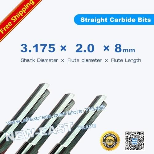 Hot Sale # 10pcs Shank diameter 3.175mm Flute diameter 2mm Straight Flute Milling Cutter CNC Engraving Tools Wood Router Bits