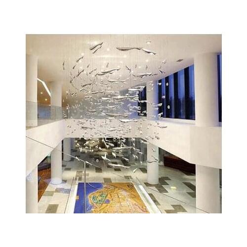 Fish chandelier art glass lobby decoration hotel decoration living room dining room porch reception desk custom lamp engineering