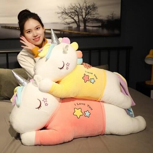Colorful Pegasus Pillow Angel Starry Sky Unicorn Plush Toy Soft Stuffed Doll Sofa Cushion Birthday Gift Valentines Day Gift