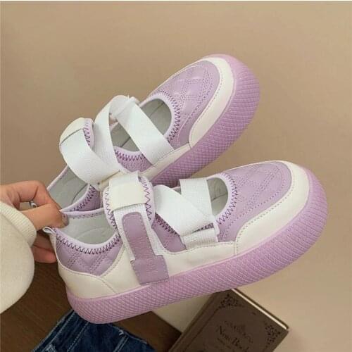 Streetwear Designer Velcro Platform Purple Gray Sneakers Women Sport Running Tennis Trainers Harajuku Chunky Flat Fashion Shoes