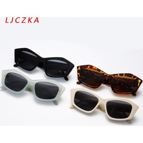 LJCZKA Vintage Leopard Cat Eye Sunglasses Women 2021 Luxury Designer Square Sun Glasses Famale Shades For Women Gafas De Sol