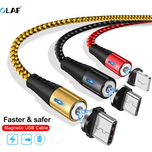 OLAF Magnetic USB Micro Cable for Samsung J6 Mobile Phone Cables for iPhone X 8 7 Magnetic USB Type C Cord Cable for Huawei P30