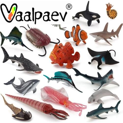 Marine Life Sea Ocean Animals Shark Killer Whale Octopus Clownfish Fishing Simulation Action Figure Modle Collection Toy For Kid
