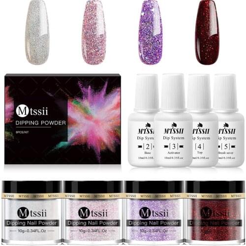 Mtssii Dipping Nail Powder Set 5ml Dip Glitter Powder Dust Natural Dry Without Lamp Cure Dippping System Powder Kit