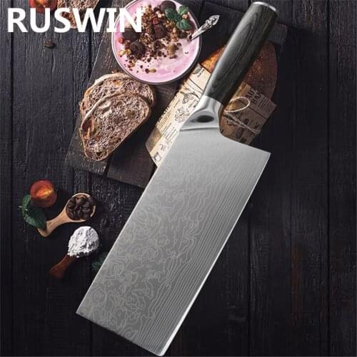 Kitchen Knife Stainless Steel Chef Knife Set Damascus Veins Chopping Cleaver Slicing Vegetables Chinese Chef Knife With Gift Box