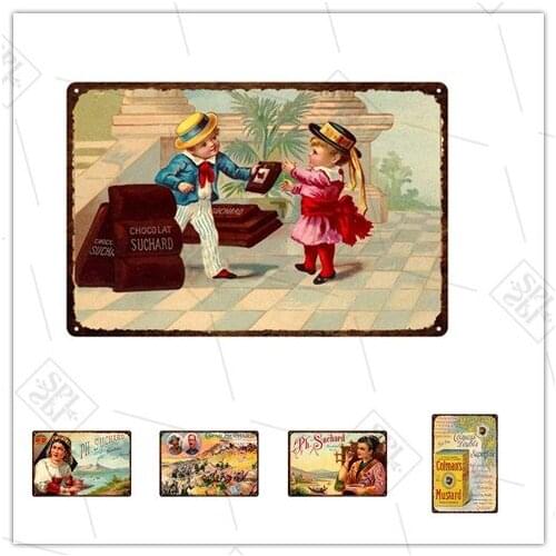 Vintage Tin Plate Dessert Shop Wall Sticker Metal Sign Restaurant Kitchen Wall Art Metal Poster Painting Bar Club Home Decor