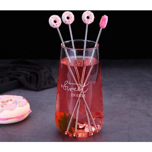 Stainless Steel Swizzle Stick Round Head Donut Shape Mixing Cocktail Coffee Milk Stirrers Wine Drink Bar Supplies
