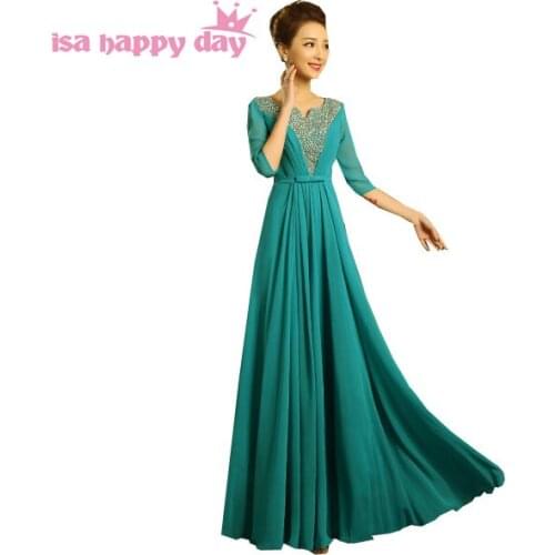 2020 new fashion women occasion beaded dress girls bridesmaid ladies party blue colored long dresses maid of bride gown H3582