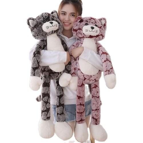 New Arrive 50CM-90CM Gray Pink Brown 3 Colors Cat Plush Toys Doll Lovely Anime Doll Birthday Gift For Children