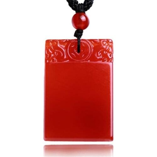 Natural Agate Chalcedony No word cards Pendant Necklace Man Charm Jewellery Fashion Accessories Hand-Carved Amulet Sweater Chain