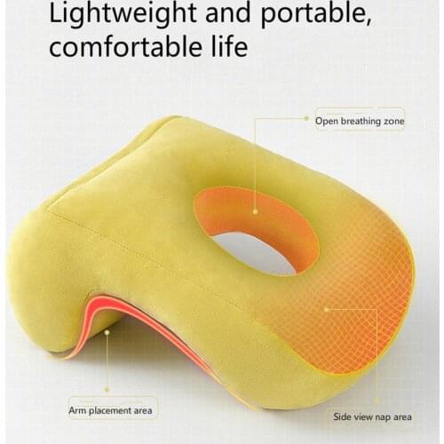 Portable Travel Noon Nap Neck Pillow Office Home Desk Soft Cushion with Relax Hole portable and lightweight, you can carry it