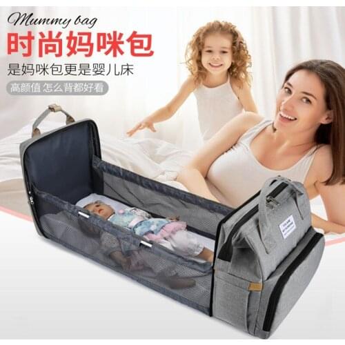 Portable Mammy Bag Foldable Double Backpack Multi-Fuction Large Capacity Baby Bed Lightweight Baby Nappy Bag Colorful